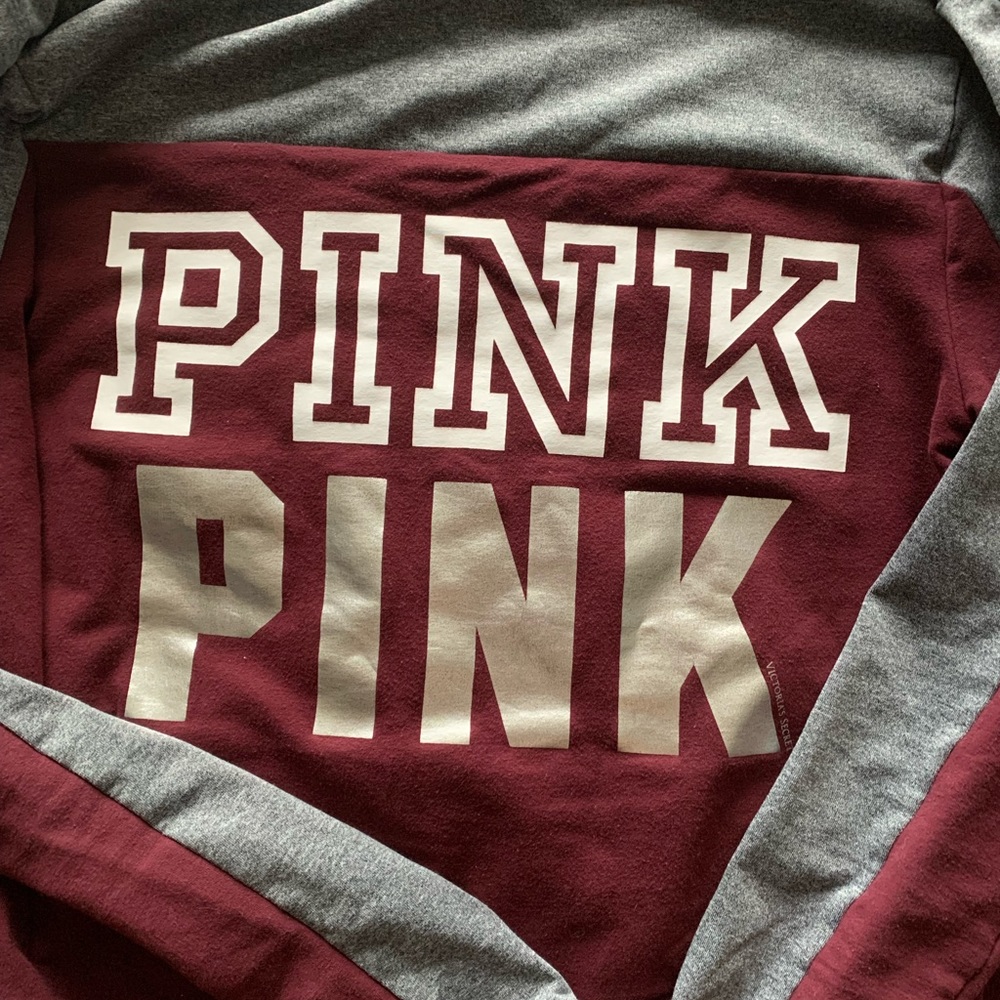 PINK Victoria’s Secret Maroon/Grey Zip Hoodie